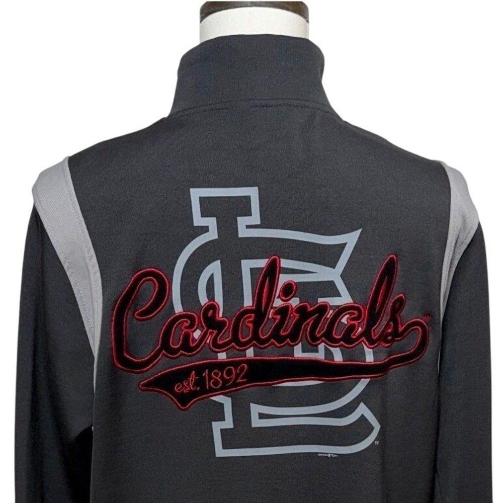 St. Louis Cardinals Jacket Mens XL Gray Full Zip Embroidered Track New Era MLB